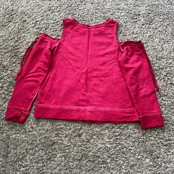 Sanctuary Parkside Cold Shoulder Camellia Sweatshirt in Pink Women's Size S - Picture 6 of 14